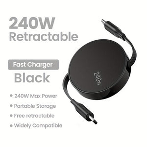 Type C to C Retractable Fast Charging Cable