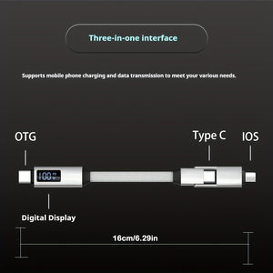 3 in 1 Magnetic LED display Keychain Cable