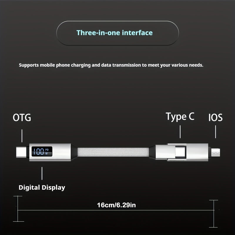 3 in 1 Magnetic LED display Keychain Cable