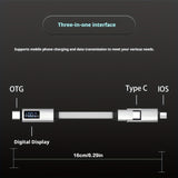 3 in 1 Magnetic LED display Keychain Cable