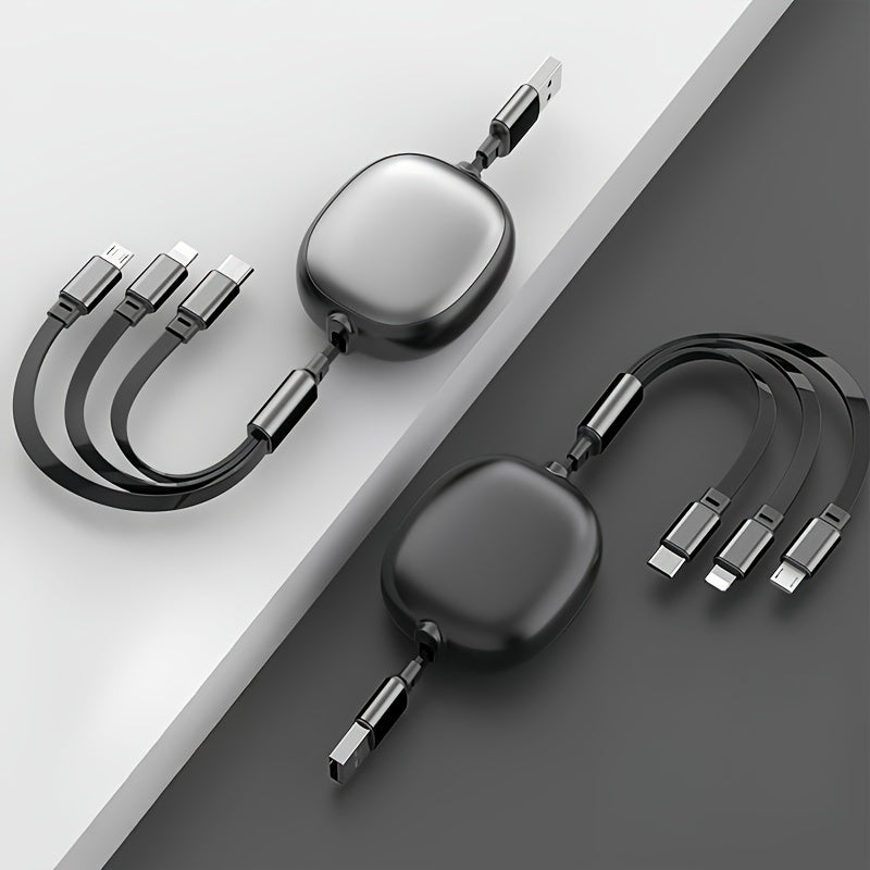 3-in-1 Retractable USB Fast Charging Cable & Data Sync