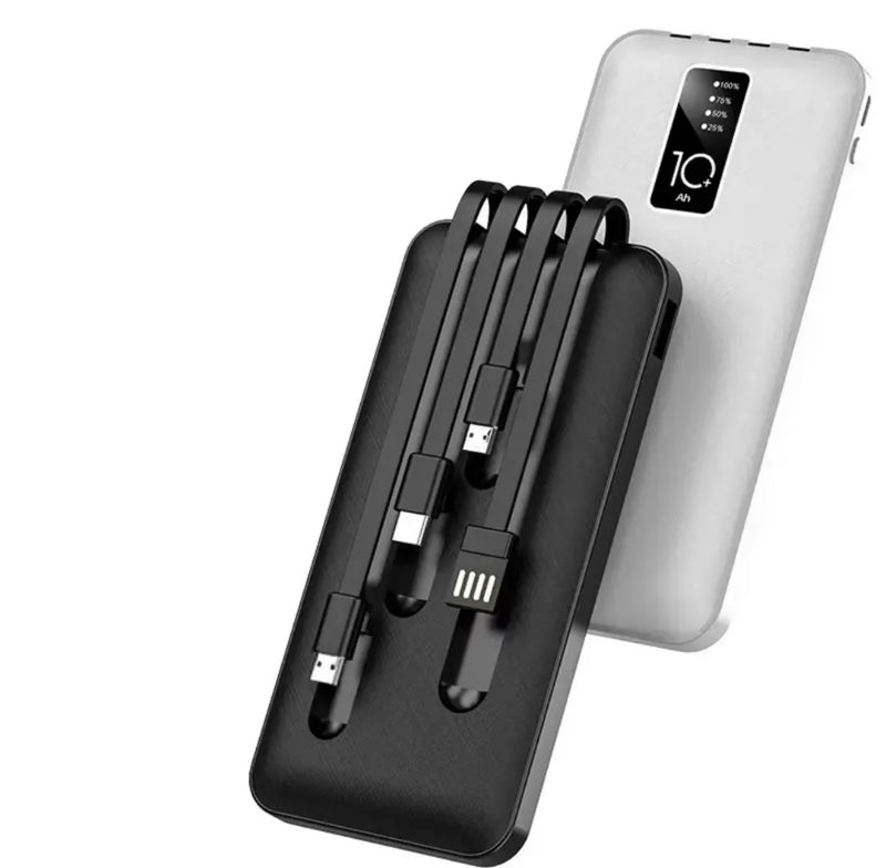 Powerbank 10000 mAh w/ 4 cables