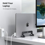 UGREEN Vertical Laptop Stand – Adjustable Aluminum Desk Holder (Black)
