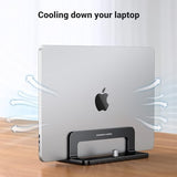 UGREEN Vertical Laptop Stand – Adjustable Aluminum Desk Holder (Black)