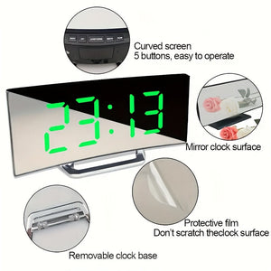 LED Curved Surface Digital Alarm Clock