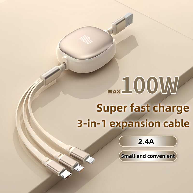 3-in-1 Retractable USB Fast Charging Cable & Data Sync